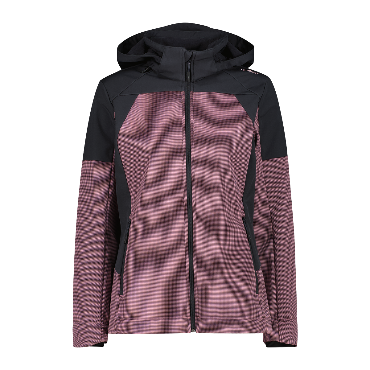 Giacca Softshell Con Cappuccio e Motivo Grid-Jacquard Bicolor W