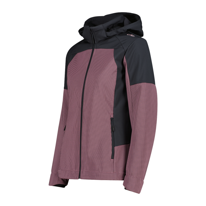 Giacca Softshell Con Cappuccio e Motivo Grid-Jacquard Bicolor W