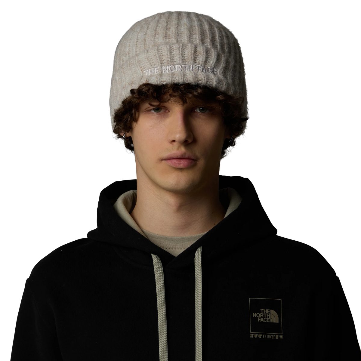 THE NORTH FACE Fohair Cabin Beanie - White Dune