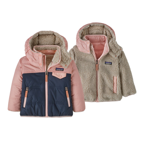 Patagonia Baby Reversible Tribbles Hoody bambina e bambino – colore New Navy - Mallow Pink