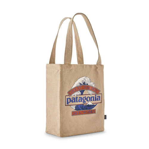 Patagonia Recycled Market Tote donna e uomo – colore Great Waves W/Eddy Blue: Classic Tan